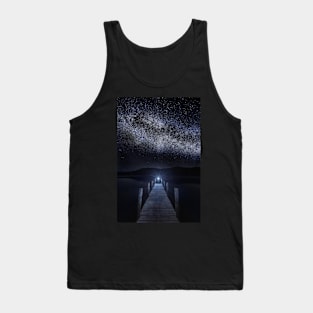 Milky Way over a Lake Jetty Tank Top